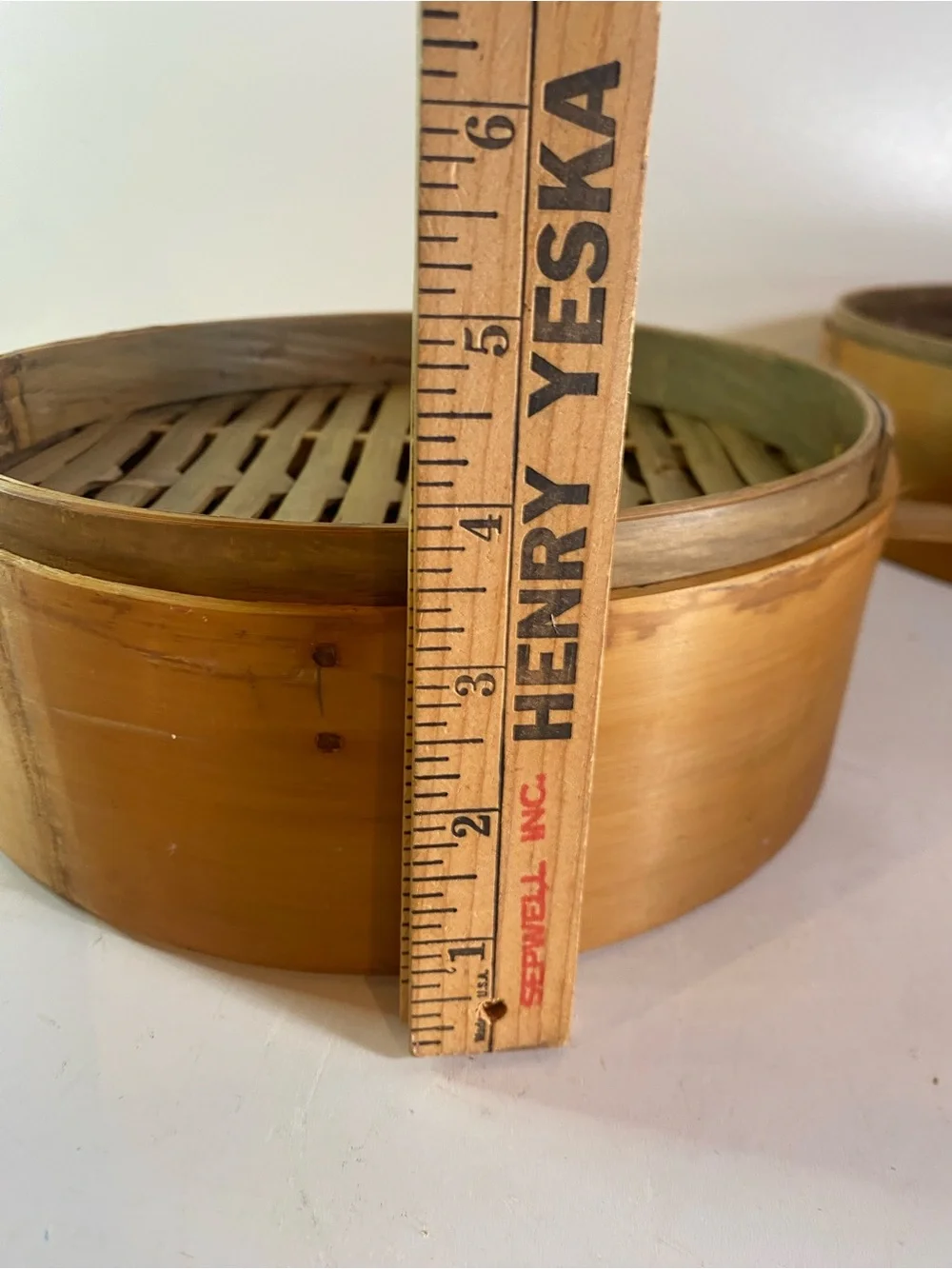 Vintage Covered 2-Tier Bamboo Steamer Basket With Handles 9” Diameter